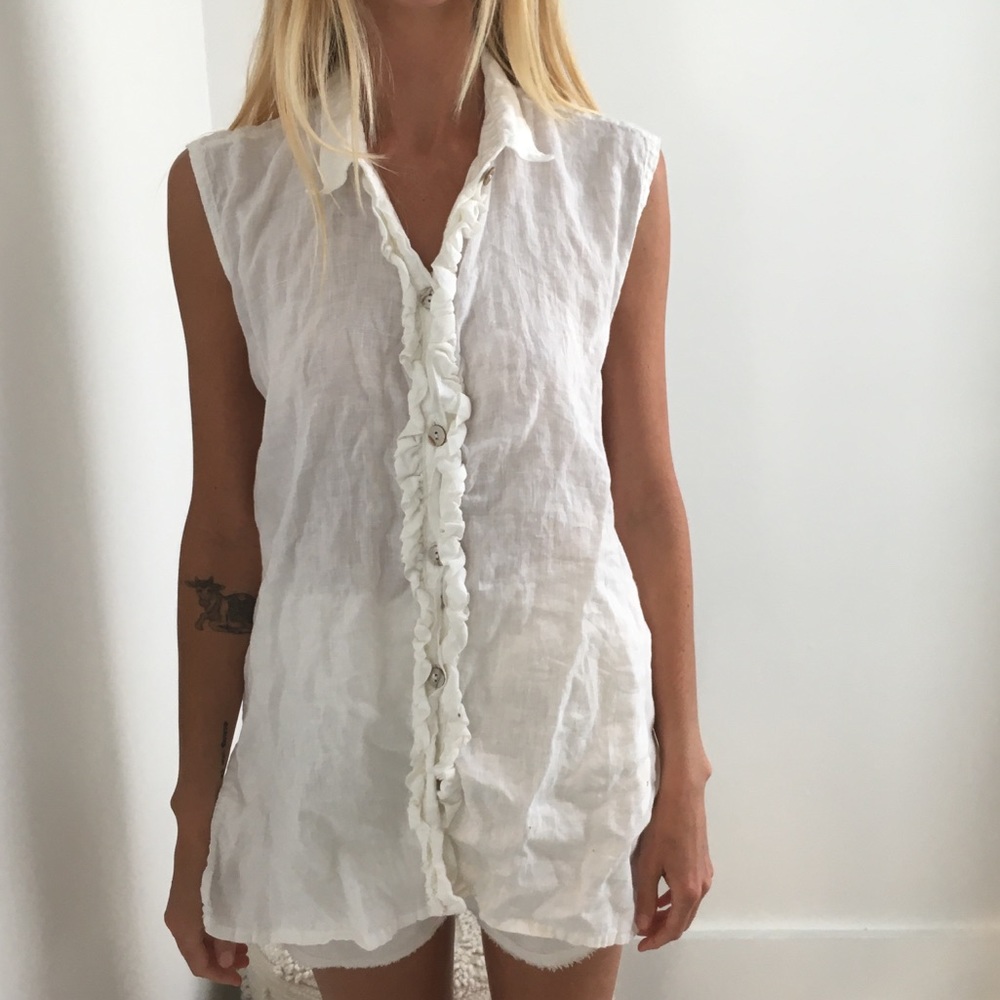 Linen tunic button front